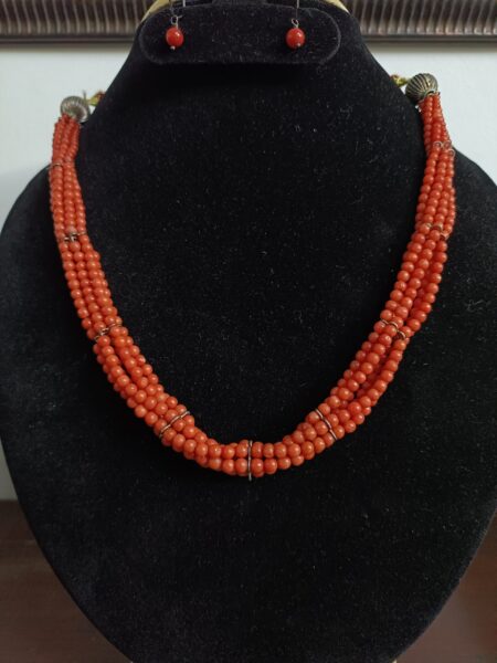 Buy Single-Strand Natural Coral Mala  with Cylindrical and round Beads