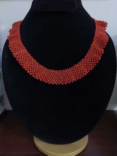 Buy Wide Woven Natural Coral Necklace