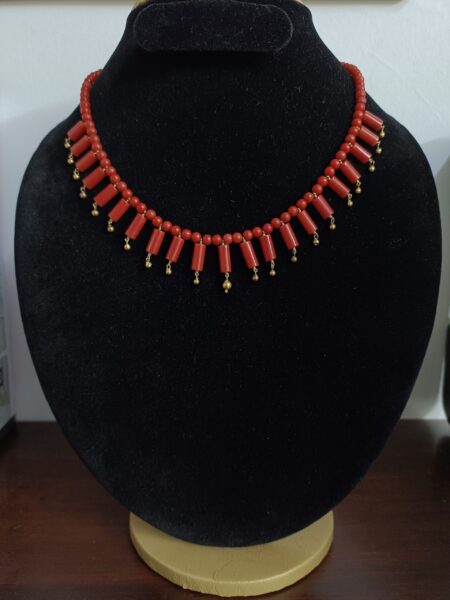 Buy Natural Coral Mala with Gold Bead Fringe
